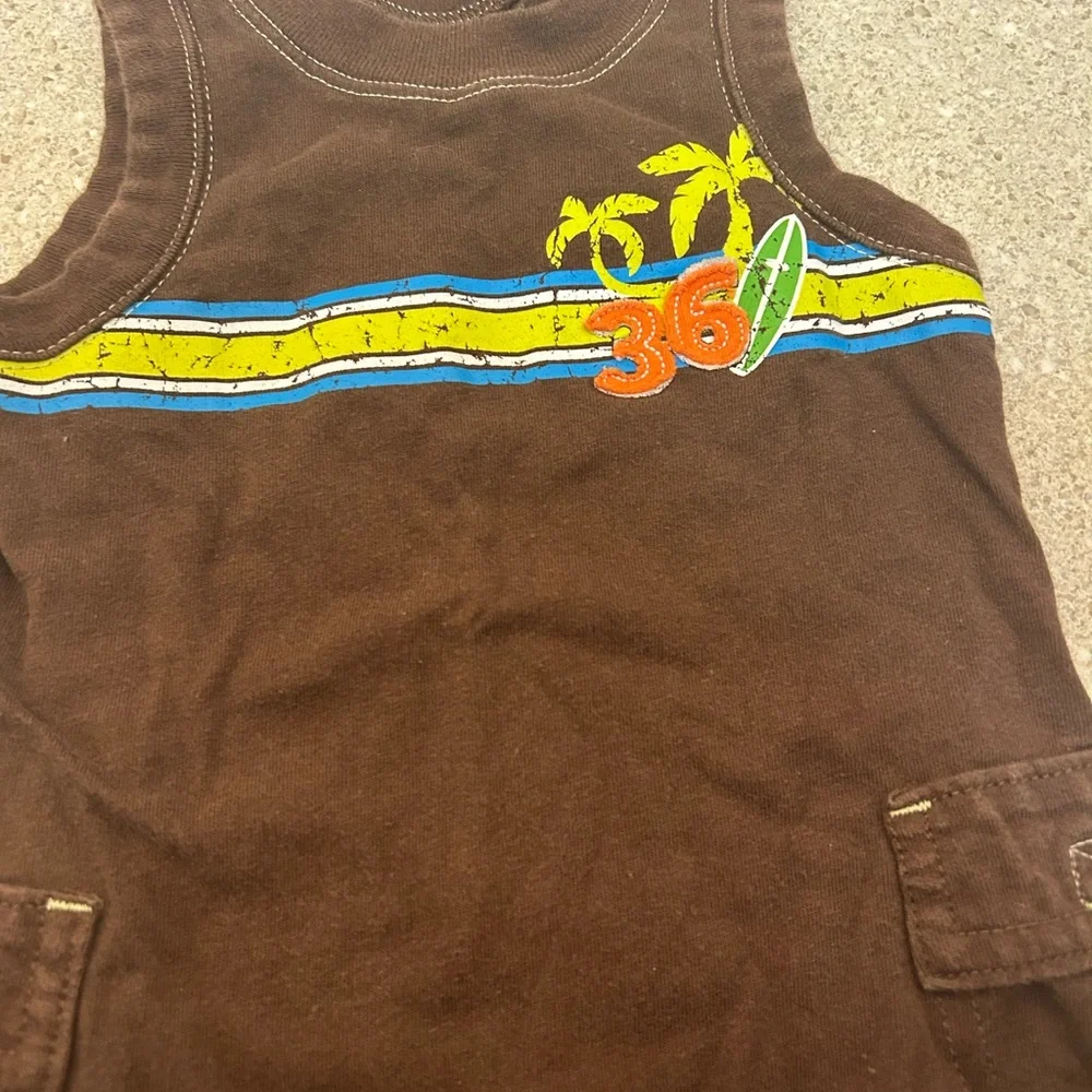 Carters 36 Beach Themed Brown Sleeveless Romper Size 3-6 Months‎